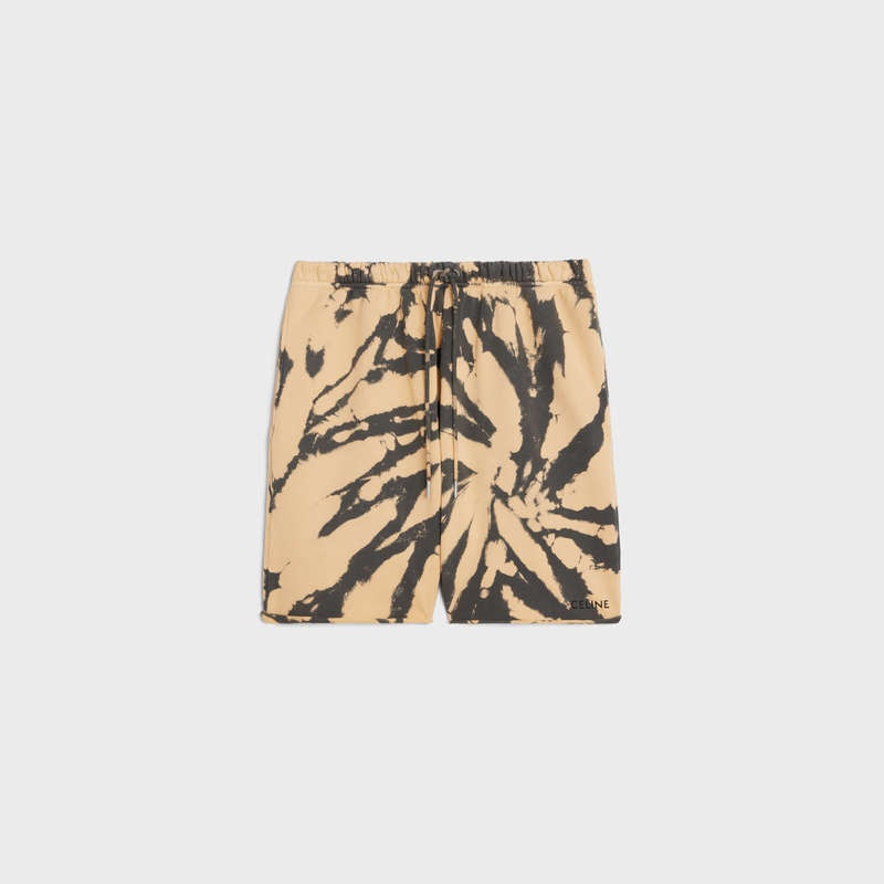 Celine in tie-dye cotton fleece Shorts Grey/ beige/ black | CL-592079