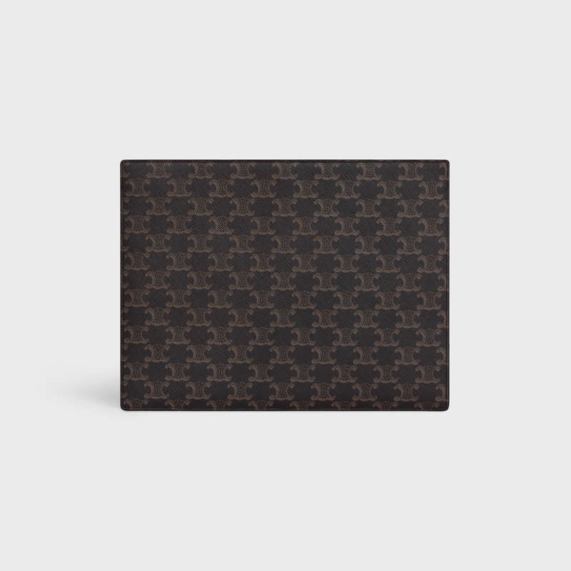 Celine ipad pro sleeve in Triomphe Canvas and Calfskin Pouch Tan | CL-591784