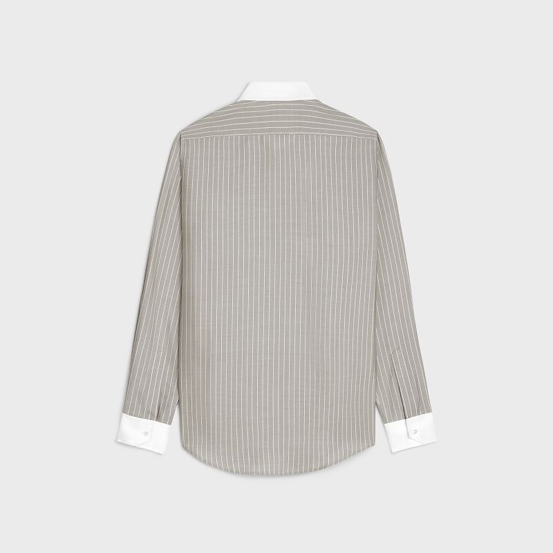 Celine loose carnaby in striped silk Shirts TAUPE/CRAIE | CL-592171