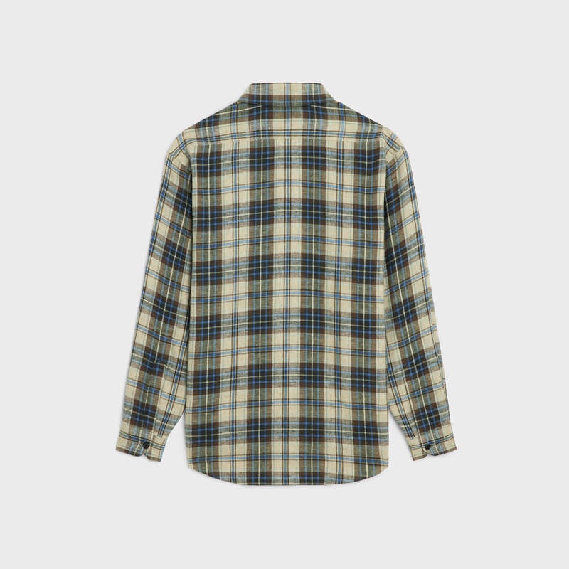 Celine loose in checked cotton Shirts Natural / Beige | CL-592161