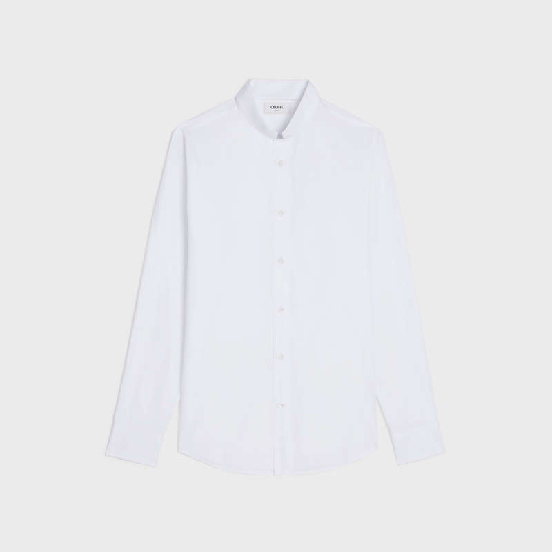 Celine loose with inverted collar in cotton poplin Shirts White | CL-592177