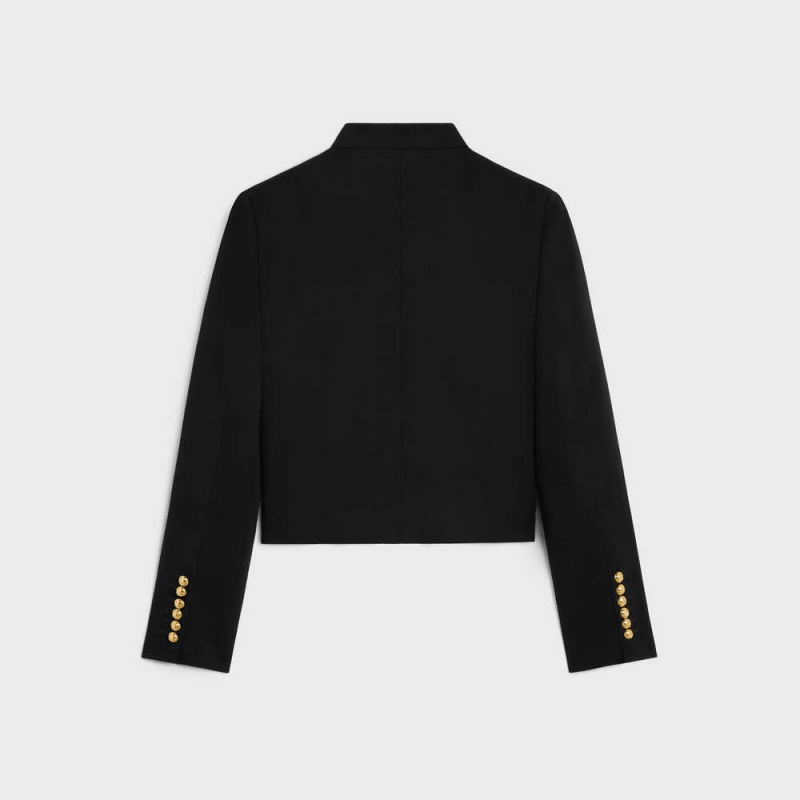 Celine military in diagonal wool Jackets Black | CL-592634