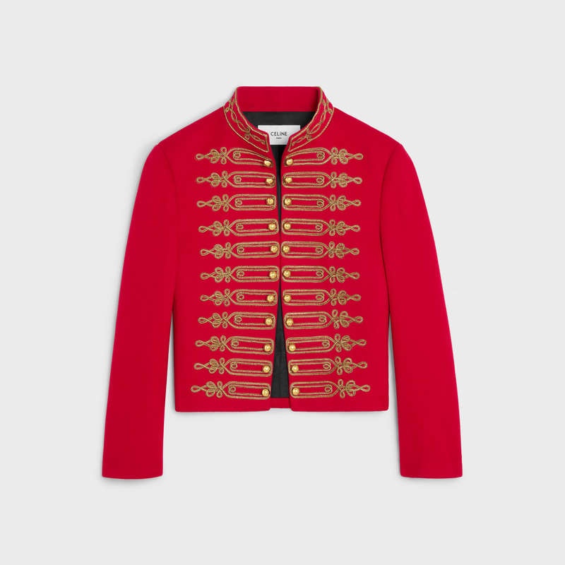 Celine military spencer in wool cloth Jackets Rouge Imperial | CL-592007