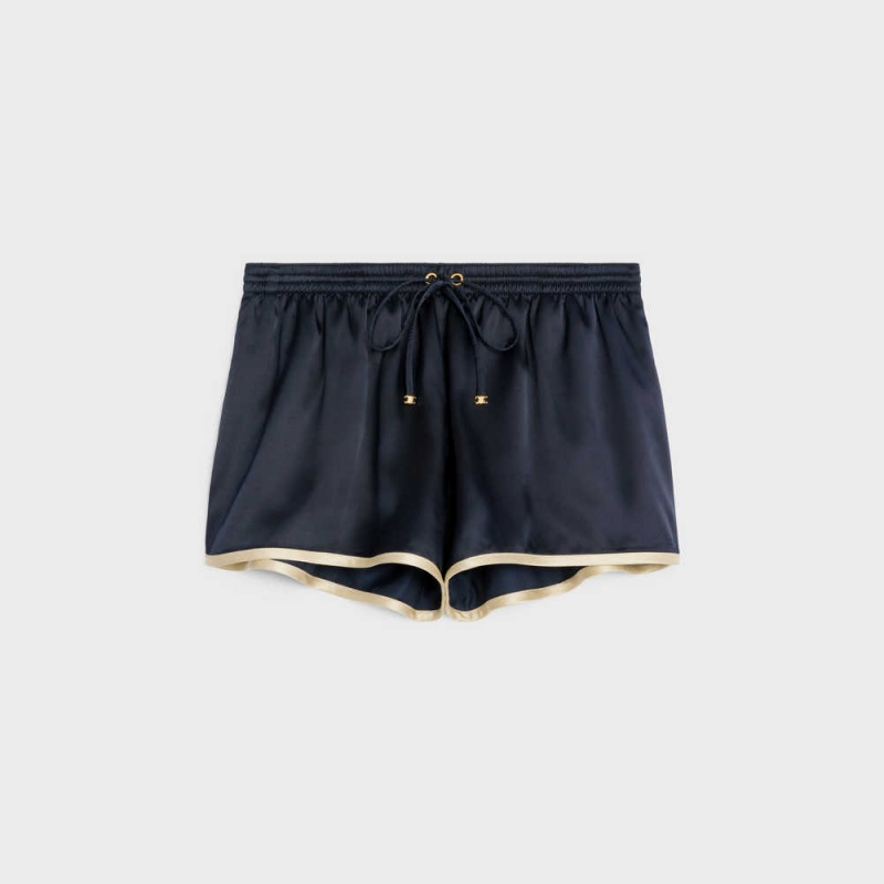 Celine mini in flowing satin Shorts Navy | CL-592755