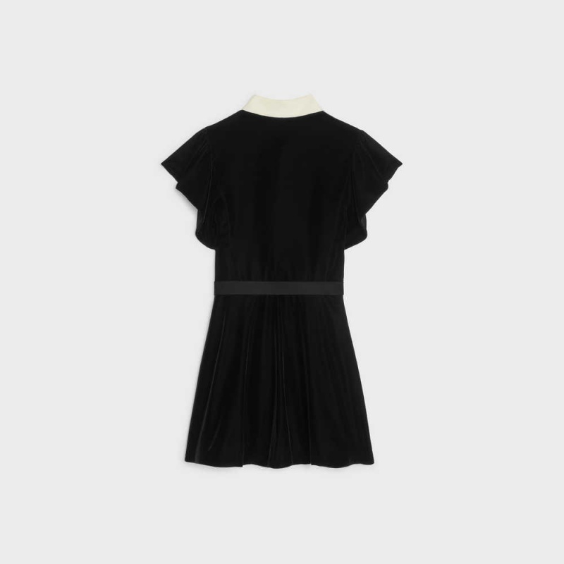 Celine mini in flowing velvet Dresses Black | CL-592846