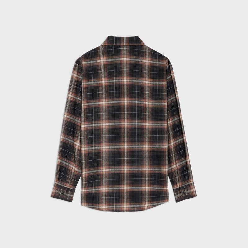 Celine oversized in cotton checks Shirts Brown | CL-592156