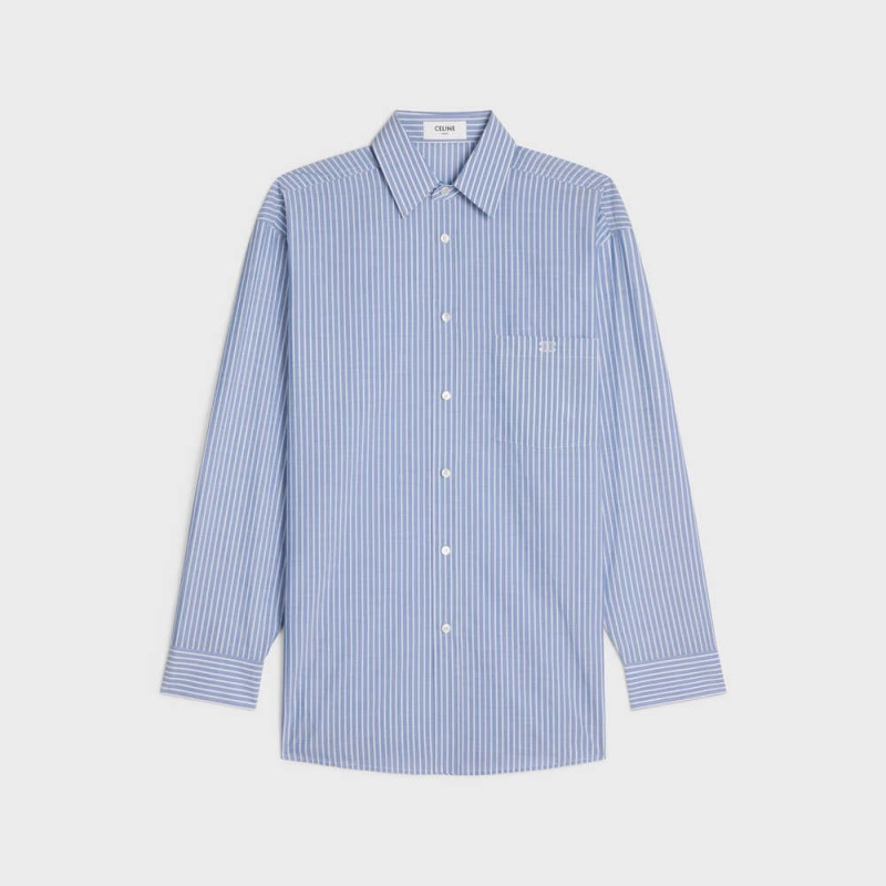 Celine oversized in striped cotton Shirts BLEU/BLANC | CL-592828