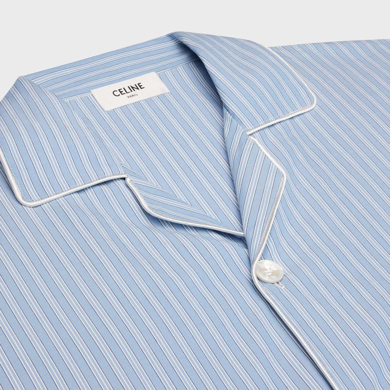 Celine pajama in striped cotton Shirts BLEU CIEL/BLANC/BLEU | CL-592164