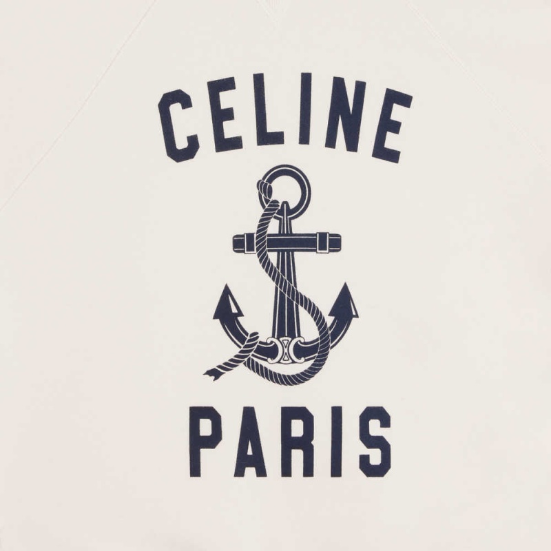 Celine paris anchor in cashmere fleece Knitwear LIGHT IVORY / BLEU ANCRE | CL-592709