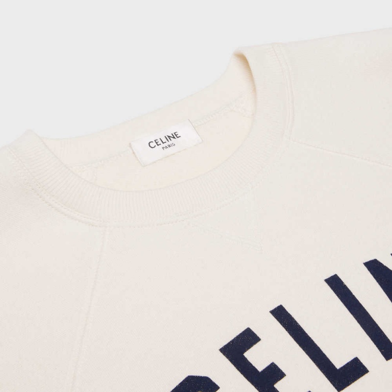 Celine paris anchor in cashmere fleece Sweatshirts LIGHT IVORY / BLEU ANCRE | CL-592801