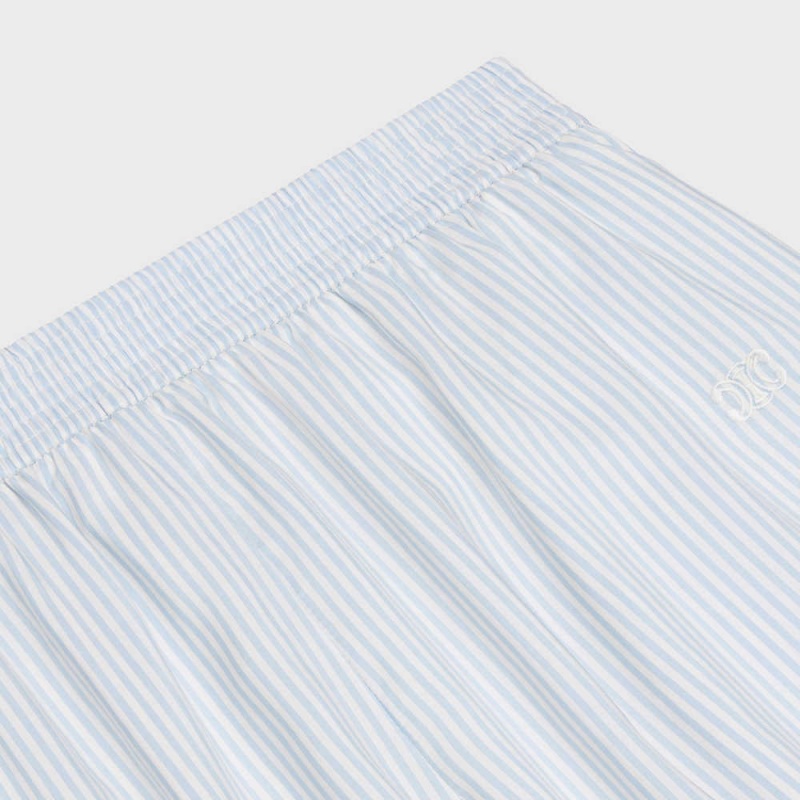 Celine pyjama in striped silk Shorts BLANC/BLEU CIEL | CL-592757