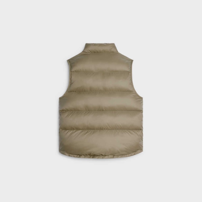 Celine quilted vest in lightweight nylon Jackets Kaki | CL-592683