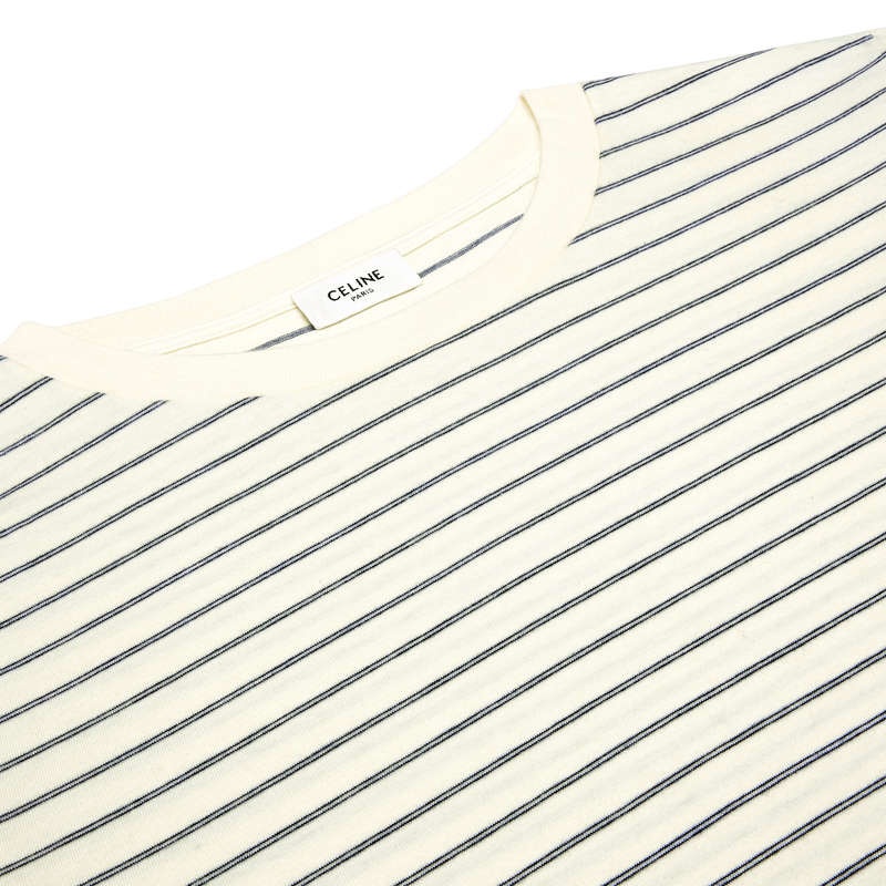 Celine regular triomphe in striped jersey T-shirts white / grey / black | CL-592128