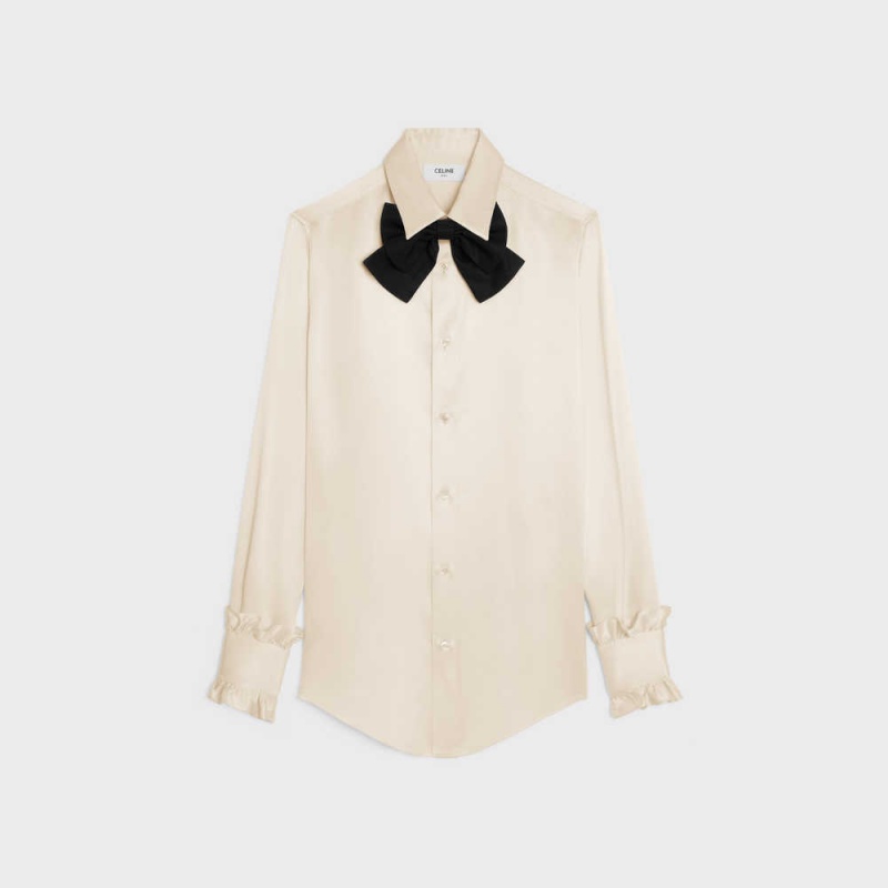 Celine romy in satin silk Shirts Off White | CL-592816