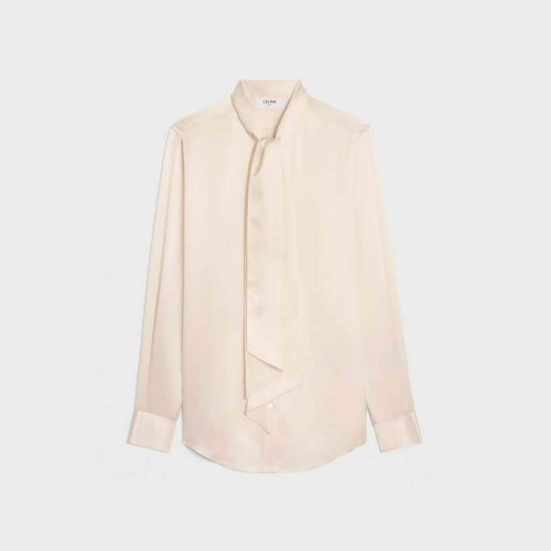 Celine romy in satin silk Shirts Off White | CL-592813