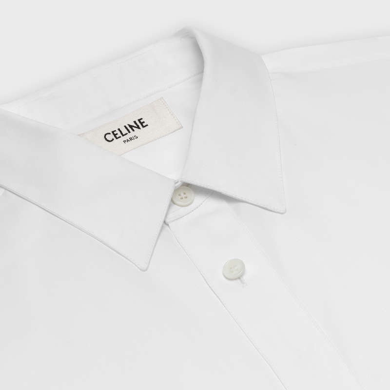 Celine skinny in cotton poplin Shirts White | CL-592180