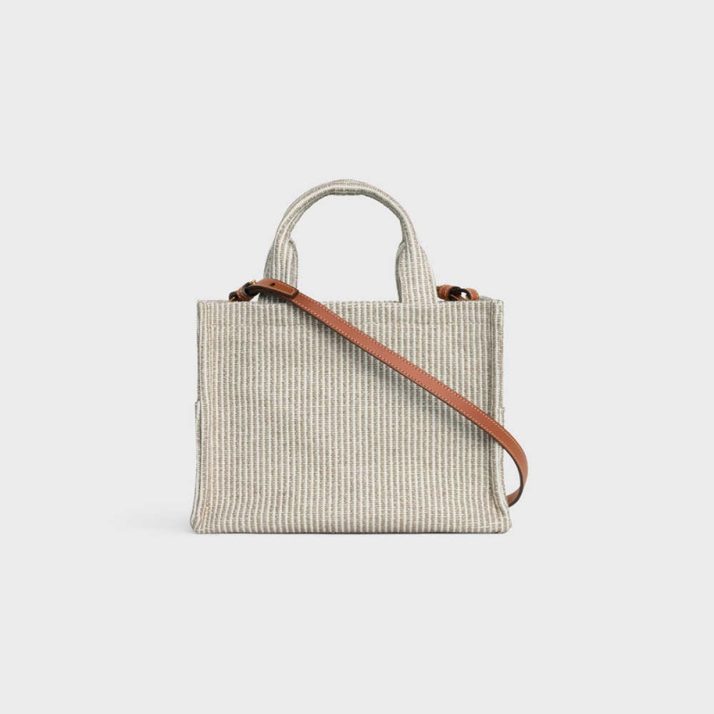 Celine small thais in STRIPED TEXTILE Cabas Beige | CL-593076