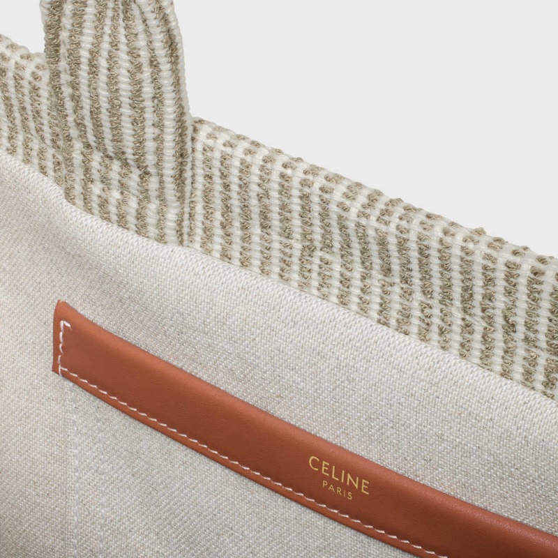 Celine small thais in STRIPED TEXTILE Cabas Beige | CL-593076