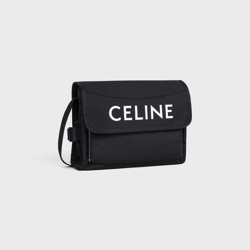 Celine small trekking in nylon with celine print Messenger Bags Black | CL-591859