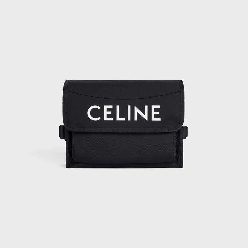 Celine small trekking in nylon with celine print Messenger Bags Black | CL-591859