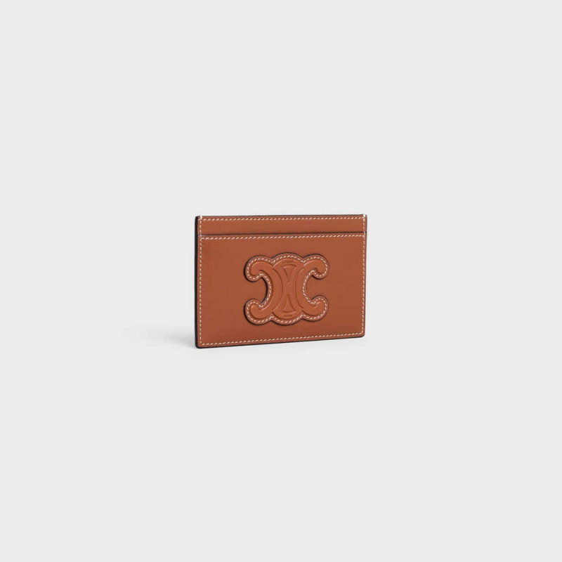 Celine smooth lambskin Card Holders Tan | CL-592955