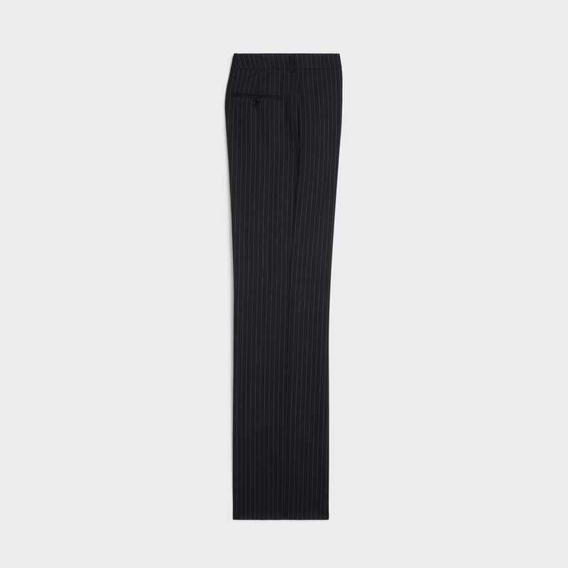 Celine straight in striped wool Trousers NOIR/CRAIE | CL-592009