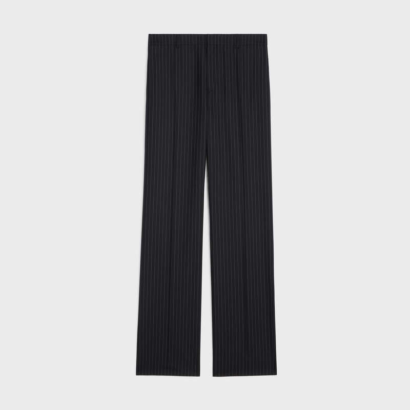 Celine straight in striped wool Trousers NOIR/CRAIE | CL-592009