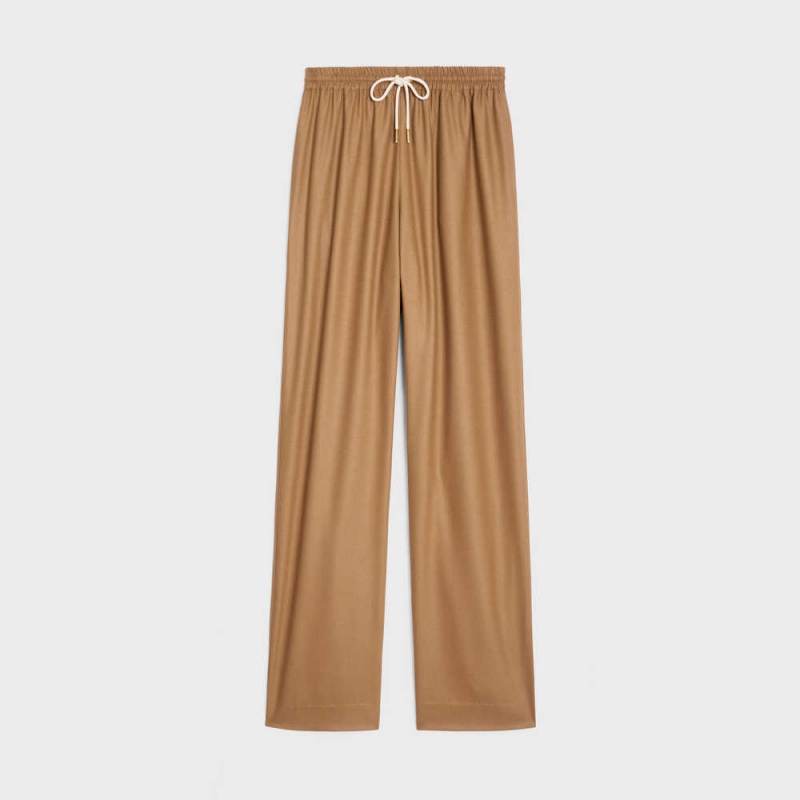 Celine straight jogging in cashmere flannel Pants Camel | CL-592752