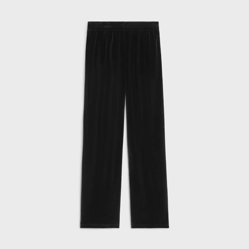 Celine straight track in velvet jersey Pants Black / white | CL-592038