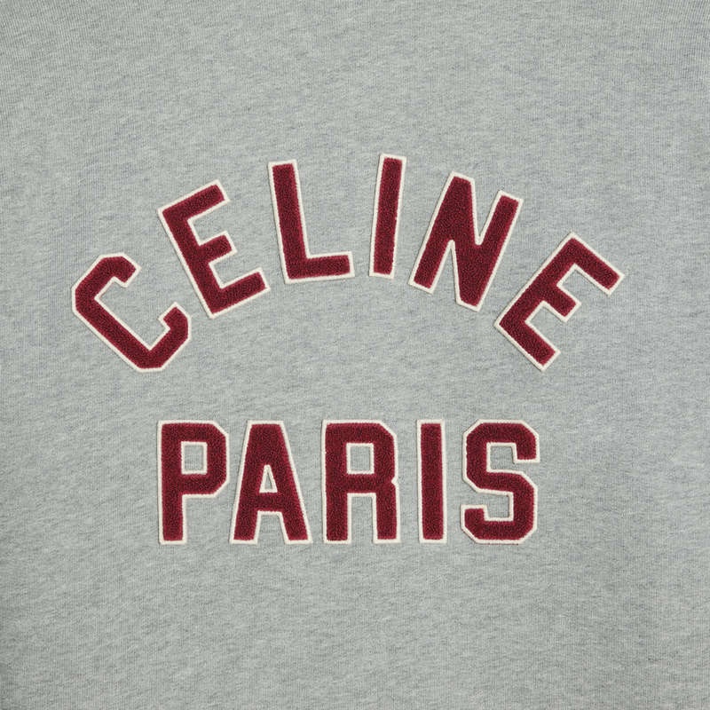 Celine teddy college in cotton fleece Blousons grey melange/ red grape/ off w | CL-591943