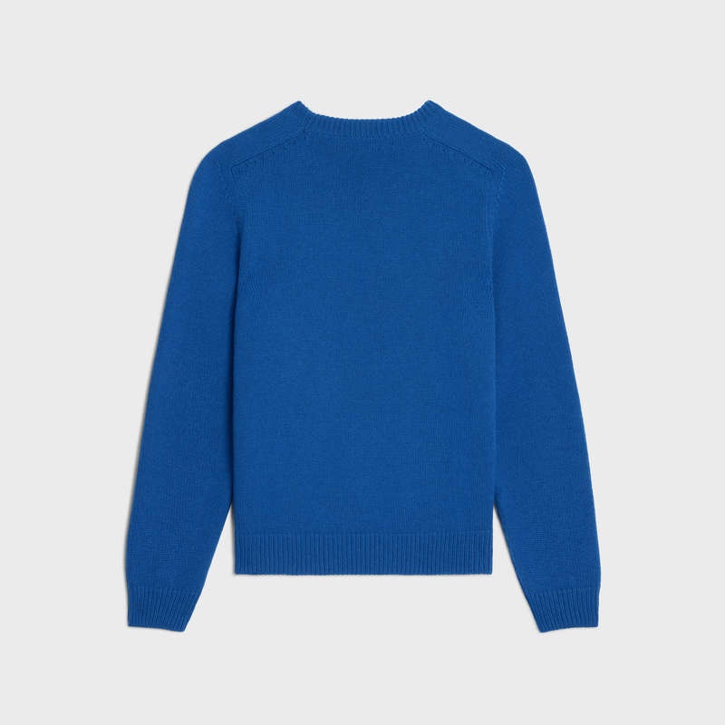 Celine triomphe crew neck in cashmere wool Knitwear Royal Blue | CL-592097