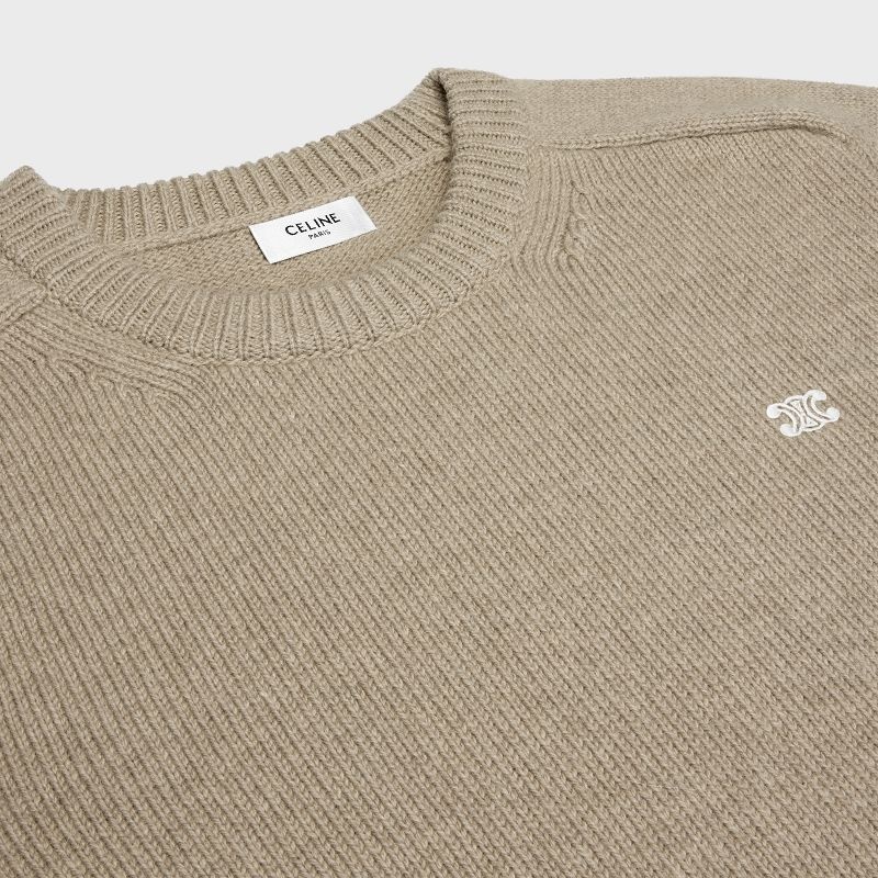 Celine triomphe crew neck in wool and cashmere Knitwear Sand | CL-592099