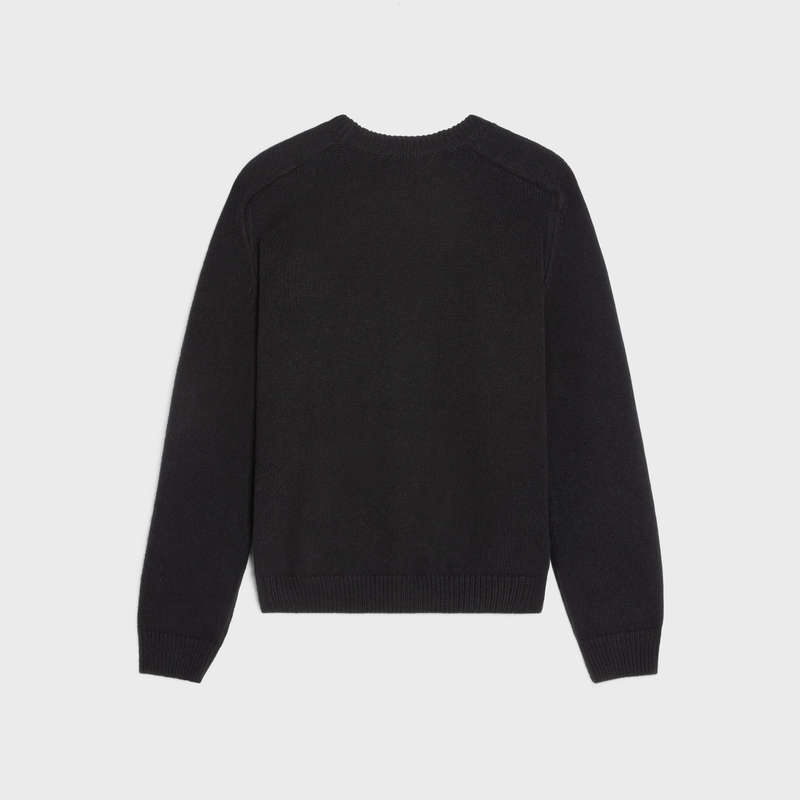 Celine triomphe crew neck in wool and cashmere Knitwear Black / Off White | CL-592094