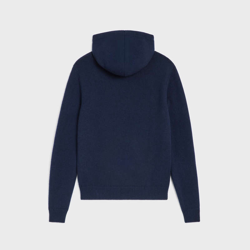 Celine triomphe hooded in cashmere wool Sweatshirts Navy | CL-592113