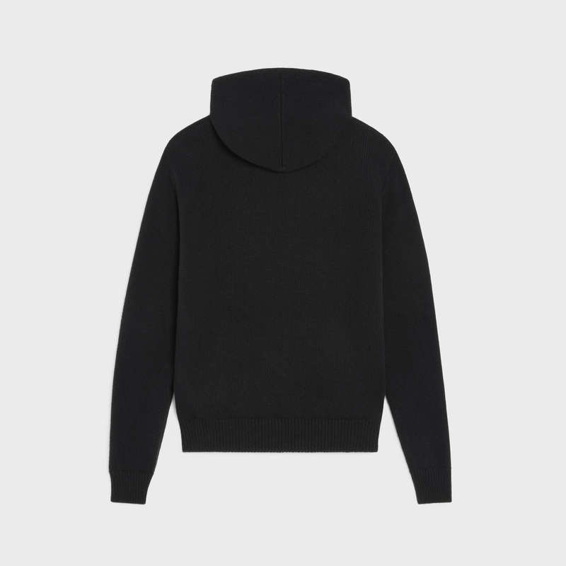 Celine triomphe hooded in cashmere wool Sweatshirts Black / Off White | CL-592112