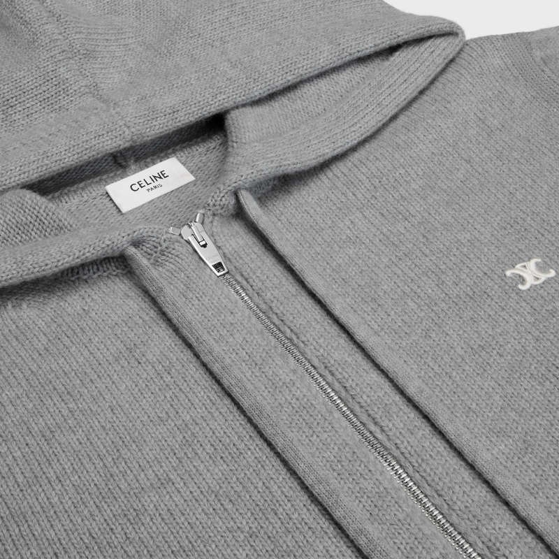 Celine triomphe hooded in wool and cashmere Sweatshirts Medium grey | CL-592114