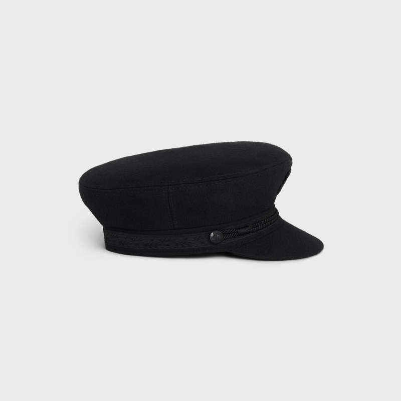 Celine triomphe sailor in wool cloth Cap Black | CL-591724