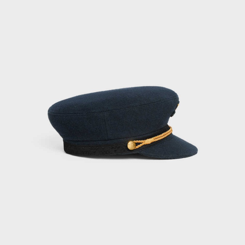 Celine triomphe sailor in wool cloth Cap Dark Navy | CL-592347