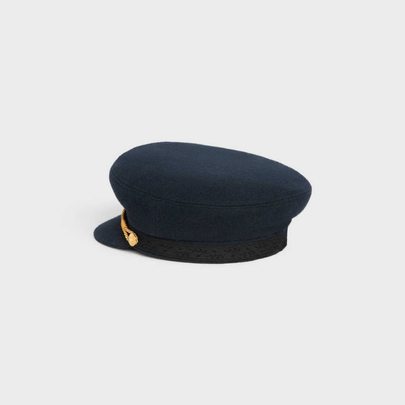 Celine triomphe sailor in wool cloth Cap Dark Navy | CL-592347