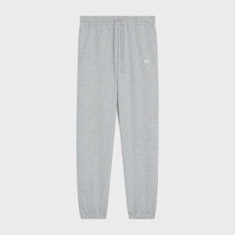 Celine triomphe track in cotton and cashmere Pants GREY / OFF WHITE | CL-592033