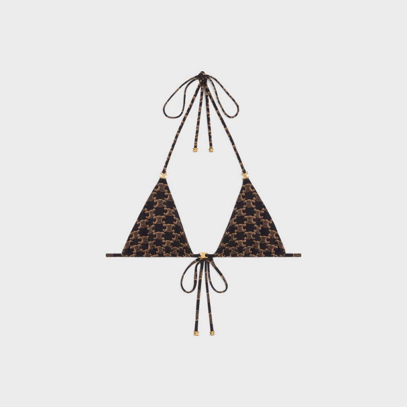 Celine triomphe triangle in matte jersey Lingerie Toffee / Brown | CL-592765