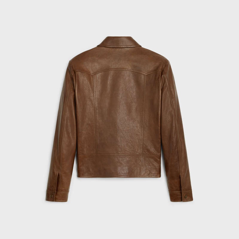 Celine western blouson in wax-effect Leather Brown | CL-591922