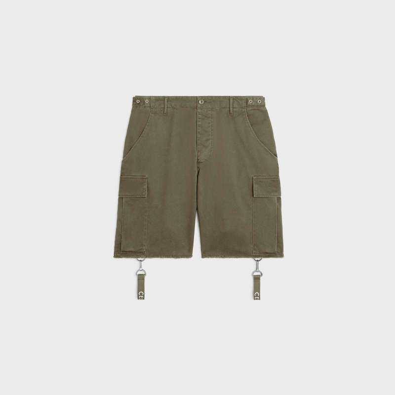 Celine with celine straps in cotton Shorts Army Green | CL-592068