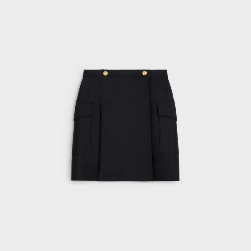 Celine with patch pockets in mohair wool Skirts Black | CL-592870